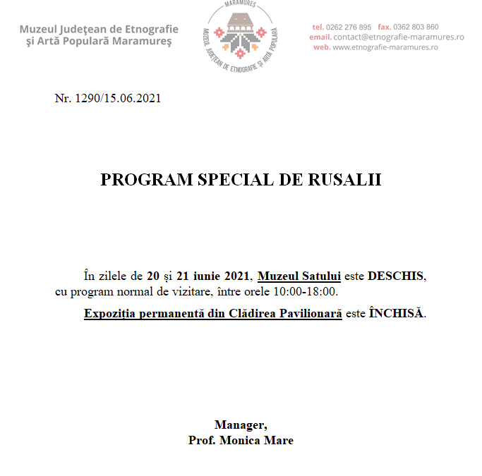 Program de Rusalii