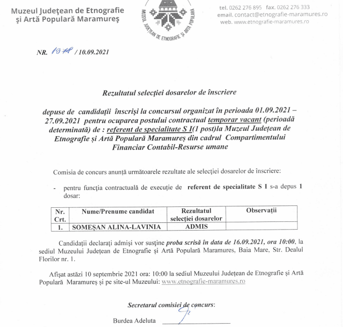 Afisare rezultat selectie de dosare